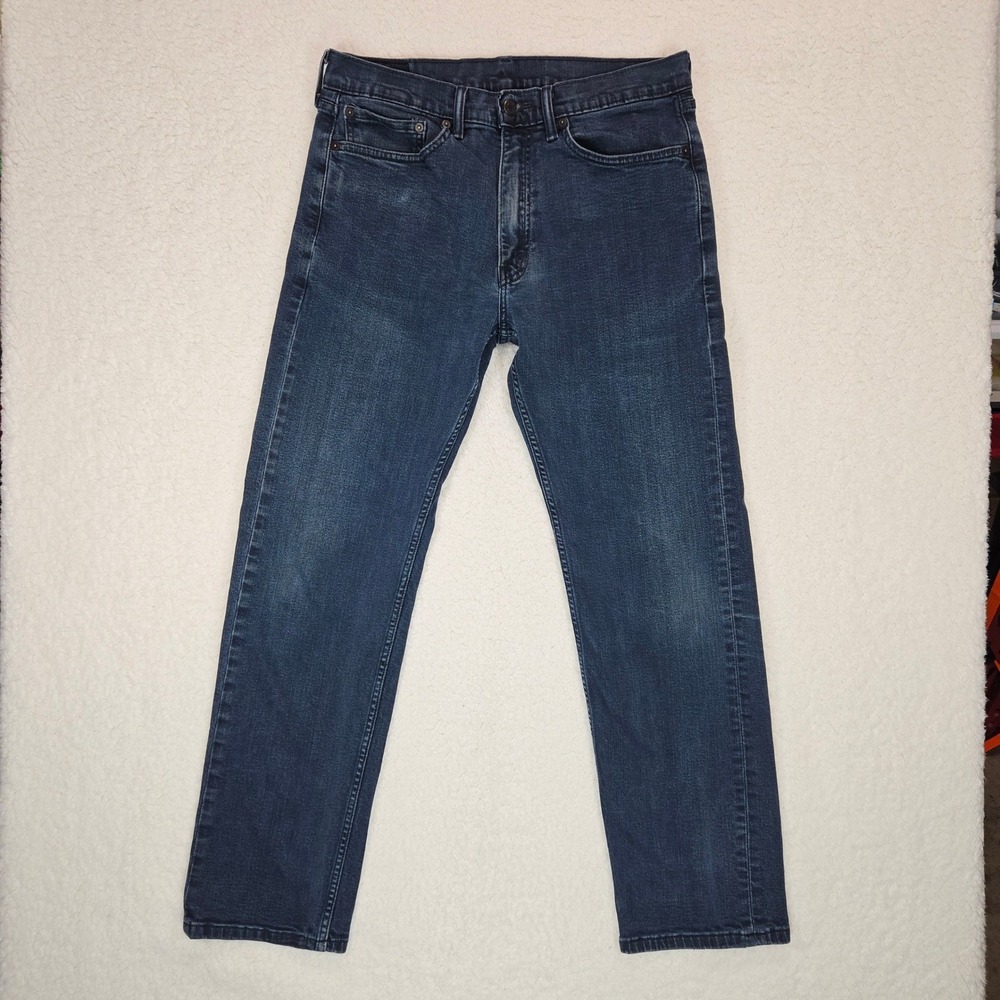 Levi's 505 Men Straight Leg Jeans Dark Wash Denim 34x32 Classic Fit